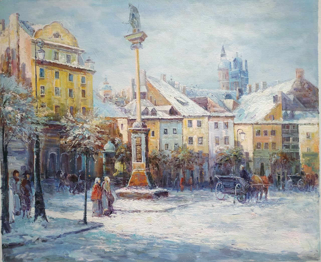 Картина маслом Зимний город 50х60